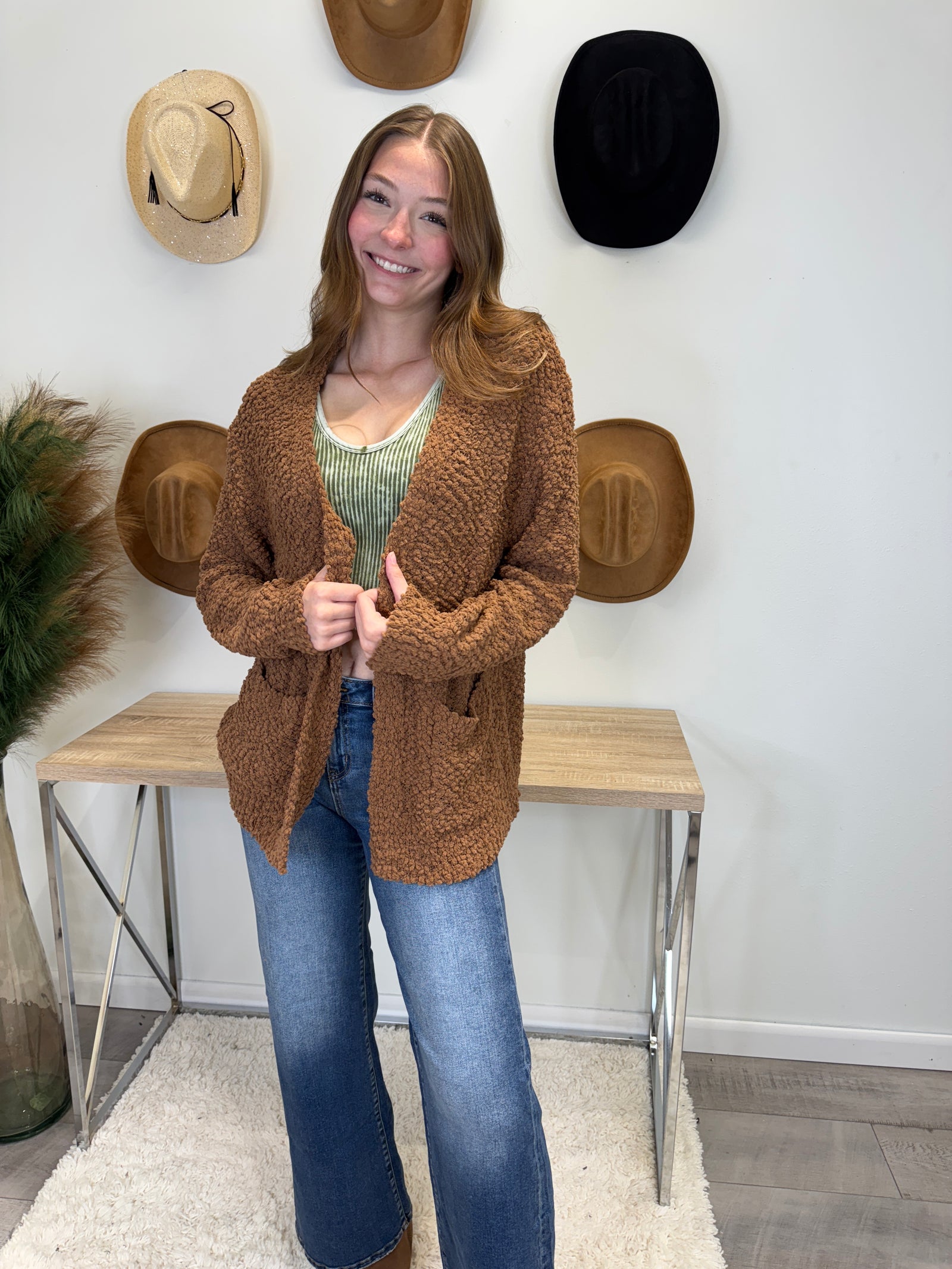 A Long Sleeve Popcorn Cardigan - Color Choice