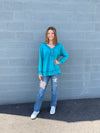 Velery - A V-Neck Pullover Top with Raw Seaming Detail - Choose Color