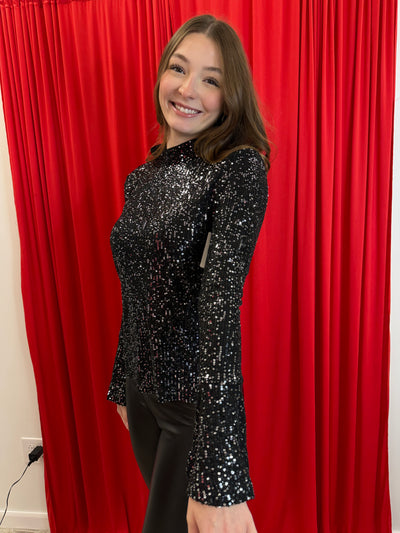 Holly - A Sequin Bell Sleeve Top