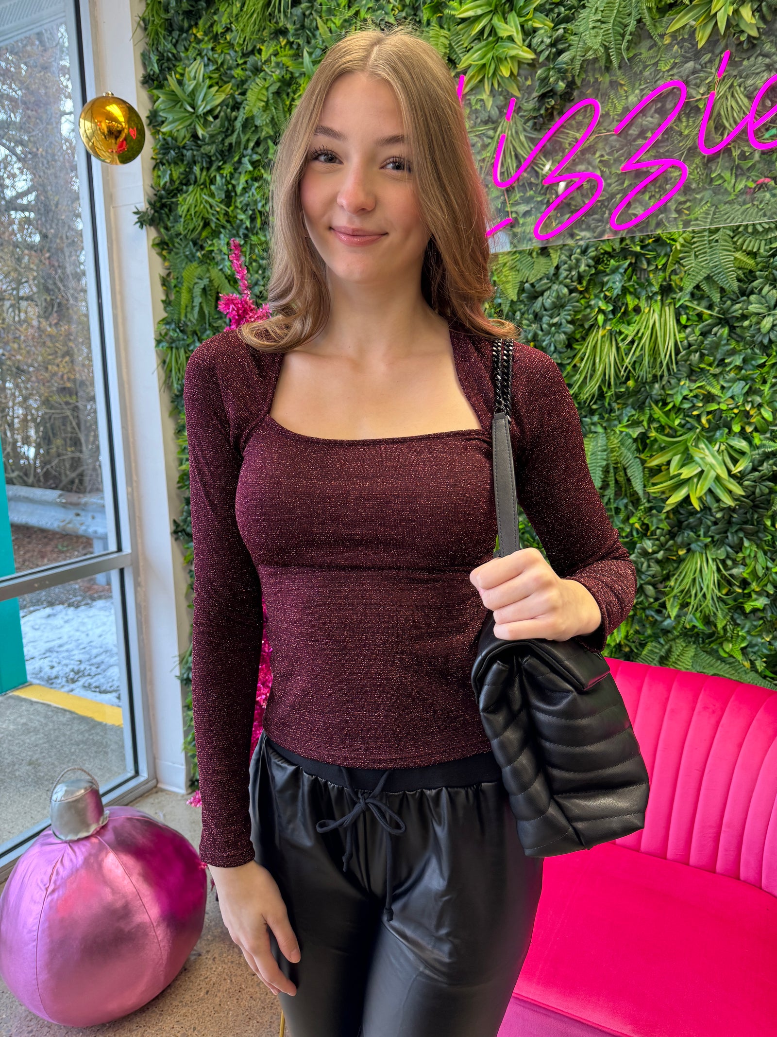 Haley - A Long Sleeve Deep Neck Ribbed Top