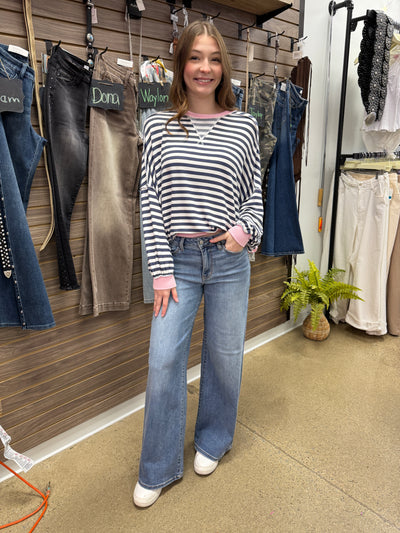Carmela - A Pair of Mid Rise Retro Wide Leg Jeans