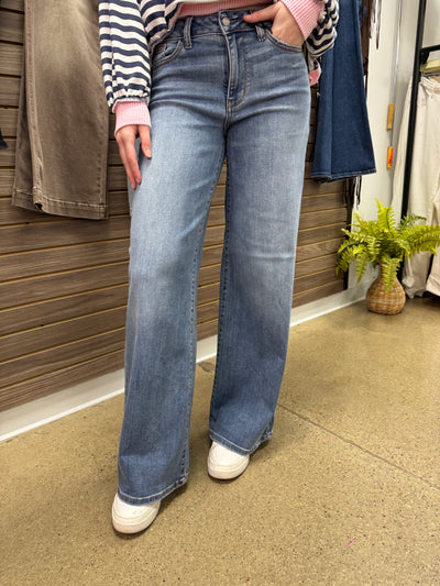Carmela - A Pair of Mid Rise Retro Wide Leg Jeans