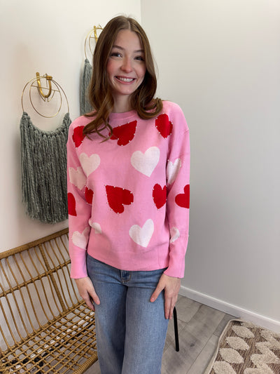 Belle - A Pearl Embellished Heart Sweater