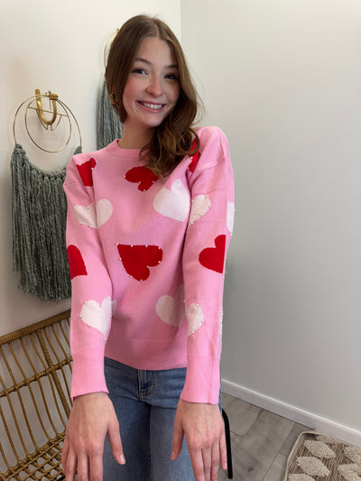 Belle - A Pearl Embellished Heart Sweater