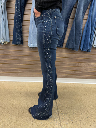 Madison - Rhinestone Side Panel Detail Flares