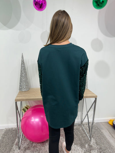 Merry llI - A Merry Sequin Embellished Sweatshirt Tunic Top