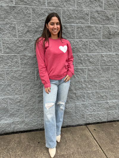 Pocket Heart Sweatshirt - Red