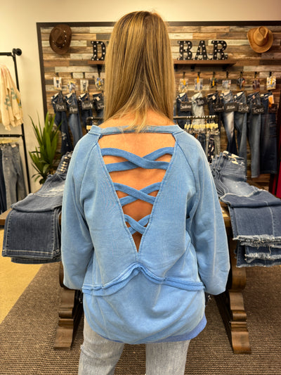 Abby - A Long Sleeve Top with Criss Cross Straps in Back
