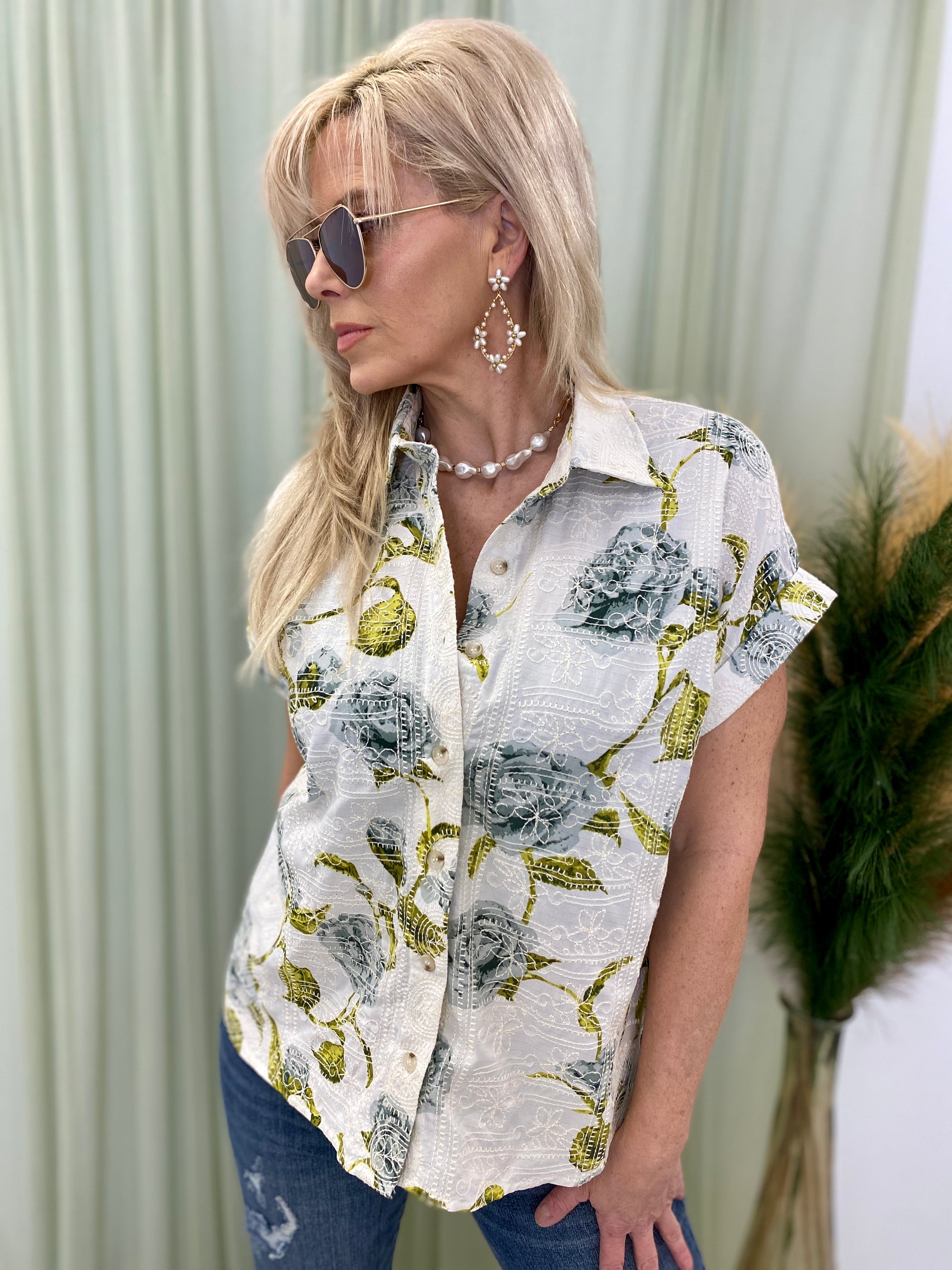 Bethany - A Tropical Button Down Shirt