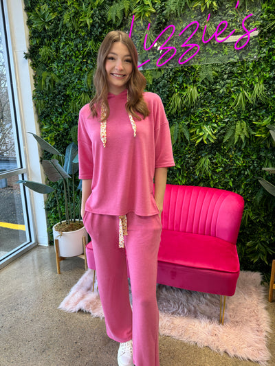 Helena - A Solid Drop Shoulder 3/4 Sleeve Oversized Loose Fit Top and pants