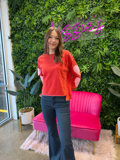 Ashlee - A Valentine Heart Patch Mineral Washed Sweatshirt