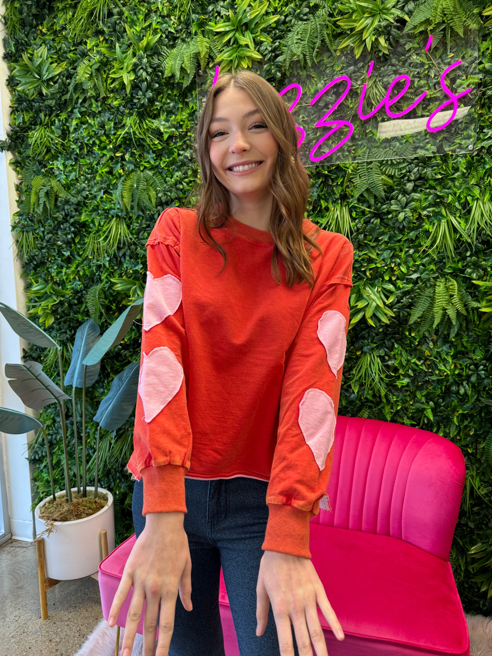 Ashlee - A Valentine Heart Patch Mineral Washed Sweatshirt