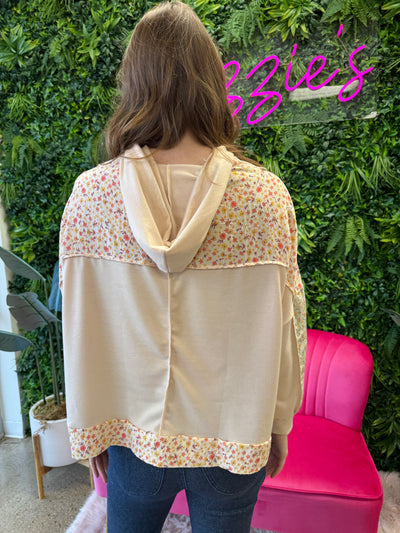 Misty - A Bubble Long Sleeve Solid 3/4 Sleeve Ditsy Floral Print Loose Top