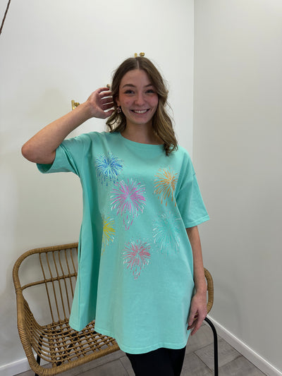 Fireworks - A Tee Shirt Dress  with Fireworks