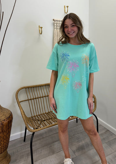 Fireworks - A Tee Shirt Dress  with Fireworks