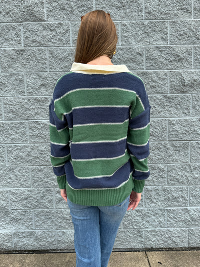 Archery - A Long Sleeve Striped Polo Sweater