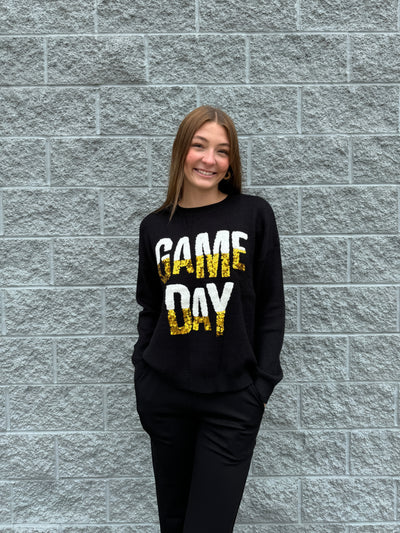 Rah! - A Game Day Graphic Sweater with Chenille & Sequin Detail