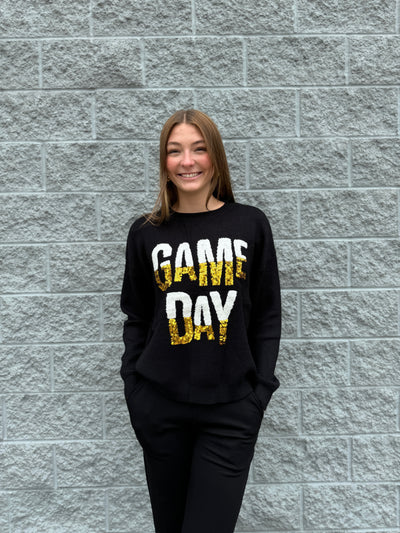 Rah! - A Game Day Graphic Sweater with Chenille & Sequin Detail