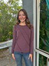 Macy - A Crew Neck Long Sleeve Out Seamed Pullover Top