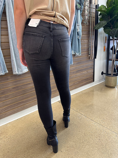 Sami - A Pair of High Rise Side Stud Ankle Skinny Jeans