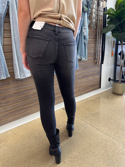 Sami - A Pair of High Rise Side Stud Ankle Skinny Jeans