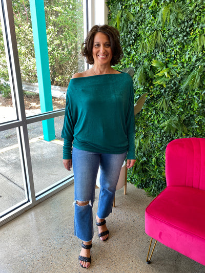Evelyn - An Off the Shoulder Slinky Top