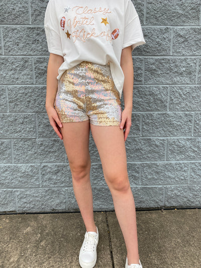 Lightening II - A Pair of Multi Sequin Fitted Shorts