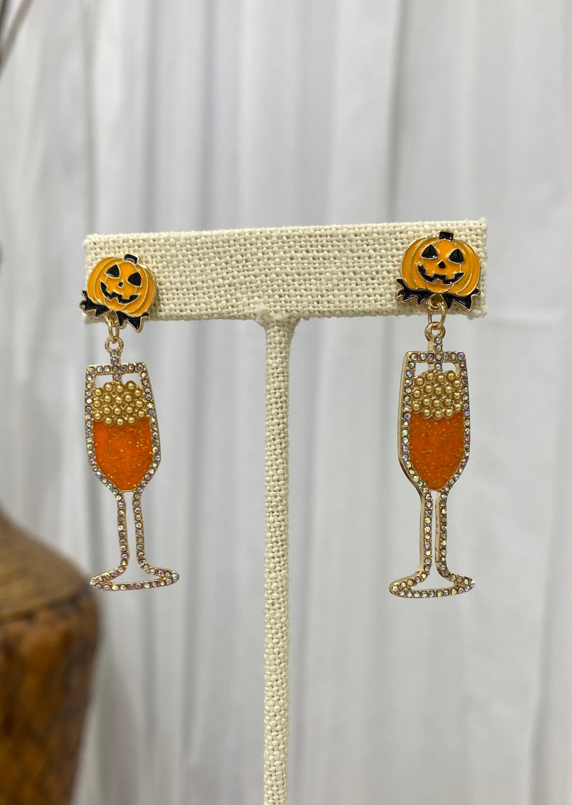Earrings - Rue - A Pair of Halloween Glitter Champagne Earrings