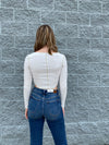 Desmond - A Long Sleeve Crop Top with Raw Edging & Front Buttons