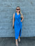 Skye - A Sleeveless Surplice Front with Slit Midi Dress