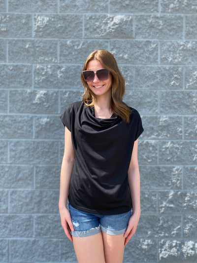 Ty - A Cowl Neck Short Sleeve Top