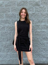 Troy - A Tied Round Neck Sleeveless Mini Dress