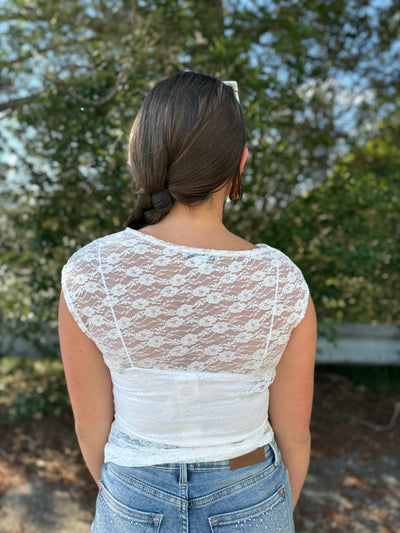 Riley - A Lace Cowl Neck Sleeveless Top