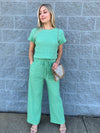 Apple -  A Short Sleeve Textured Knit Top and Pant Set