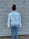 Mariah - A Pearl Trim Button Up Denim Jacket