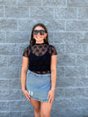 Posey - Black Lace Short Sleeve Top