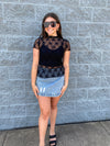 Posey - Black Lace Short Sleeve Top