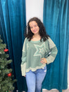 Starry - A Long Sleeve Crew Neck Top with Star Applique’