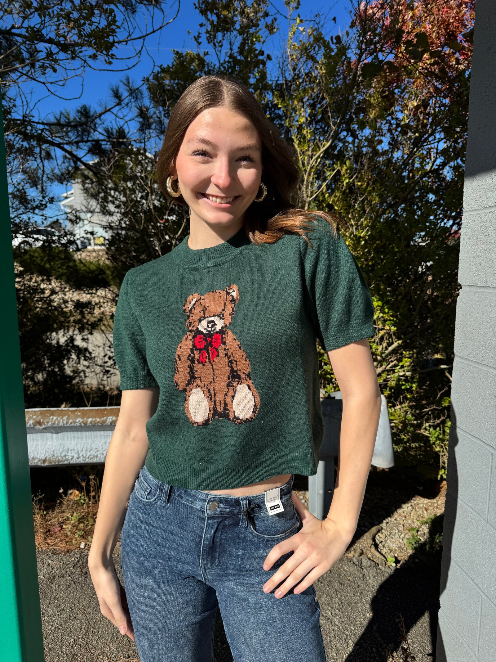 Paddington - A Short Sleeve Teddy Bear Patterned Sweatshirt