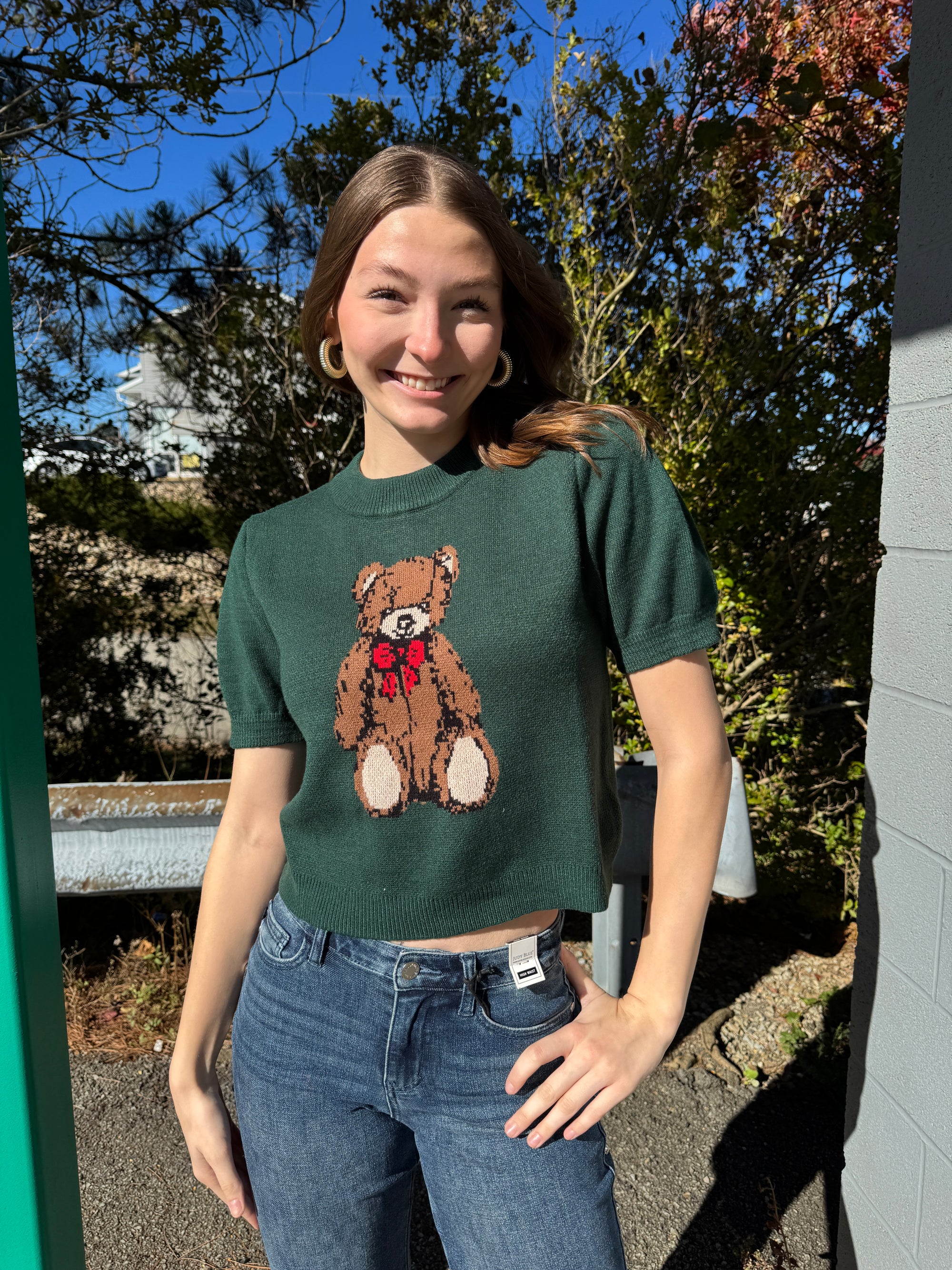 Paddington - A Short Sleeve Teddy Bear Patterned Sweatshirt