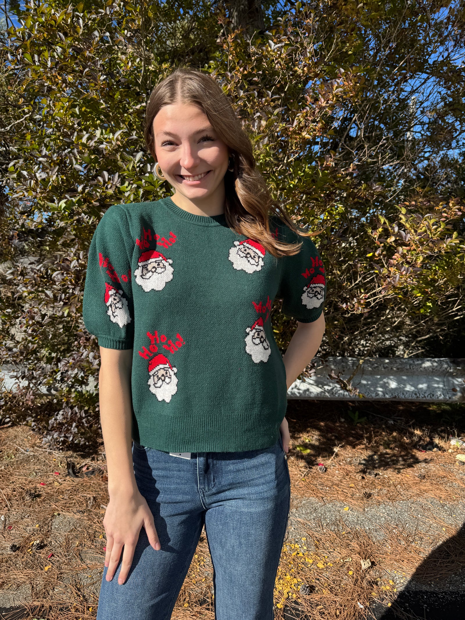 St. Nicholas - A Half Sleeve Santa Face Sweater