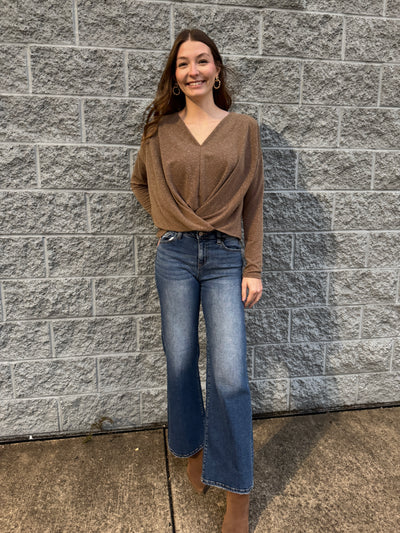 Brandi - A Long Sleeve V Neck Surplice Hem Top