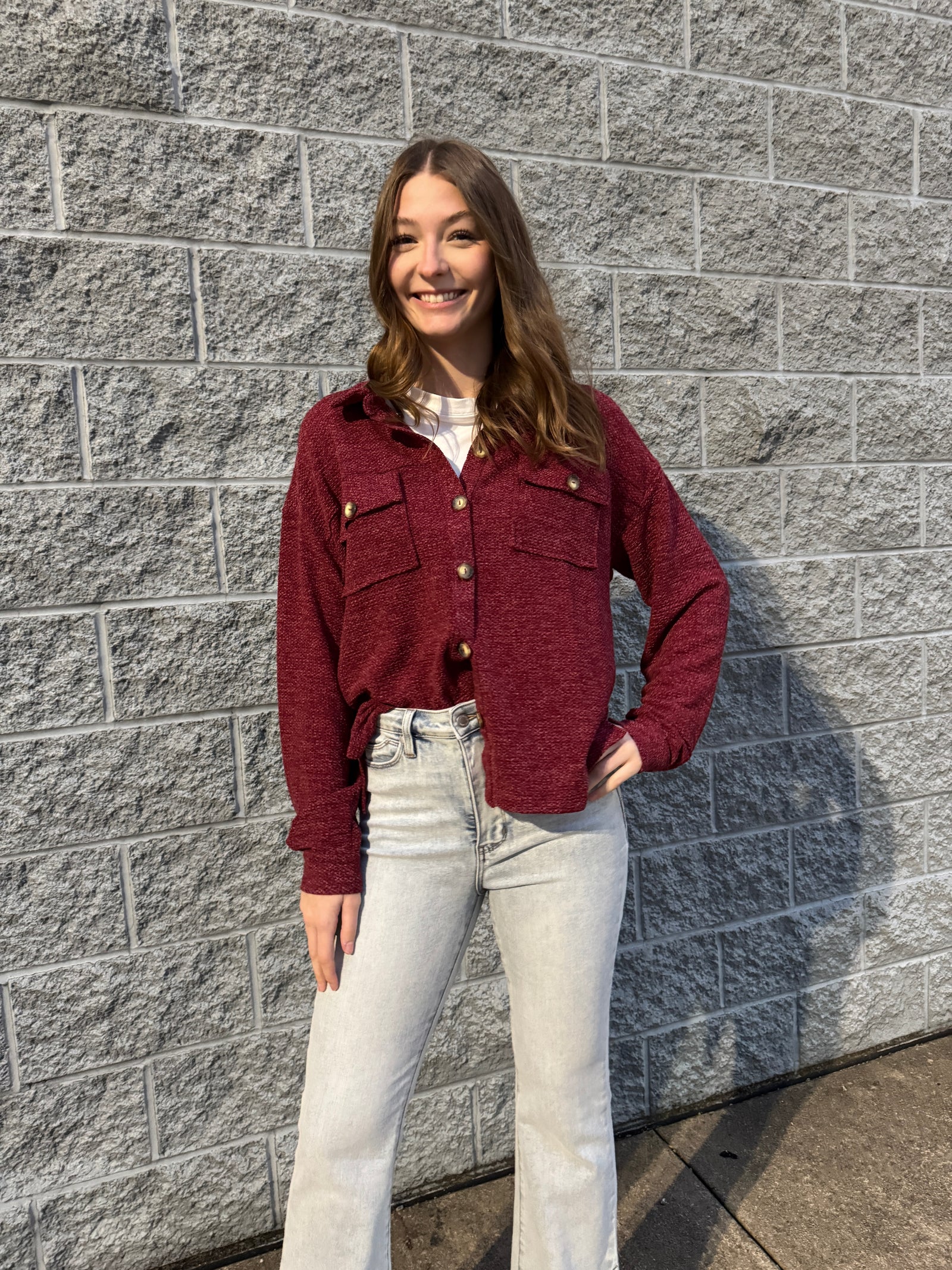 Ava - A Collared Long Sleeve Button Up Jacket