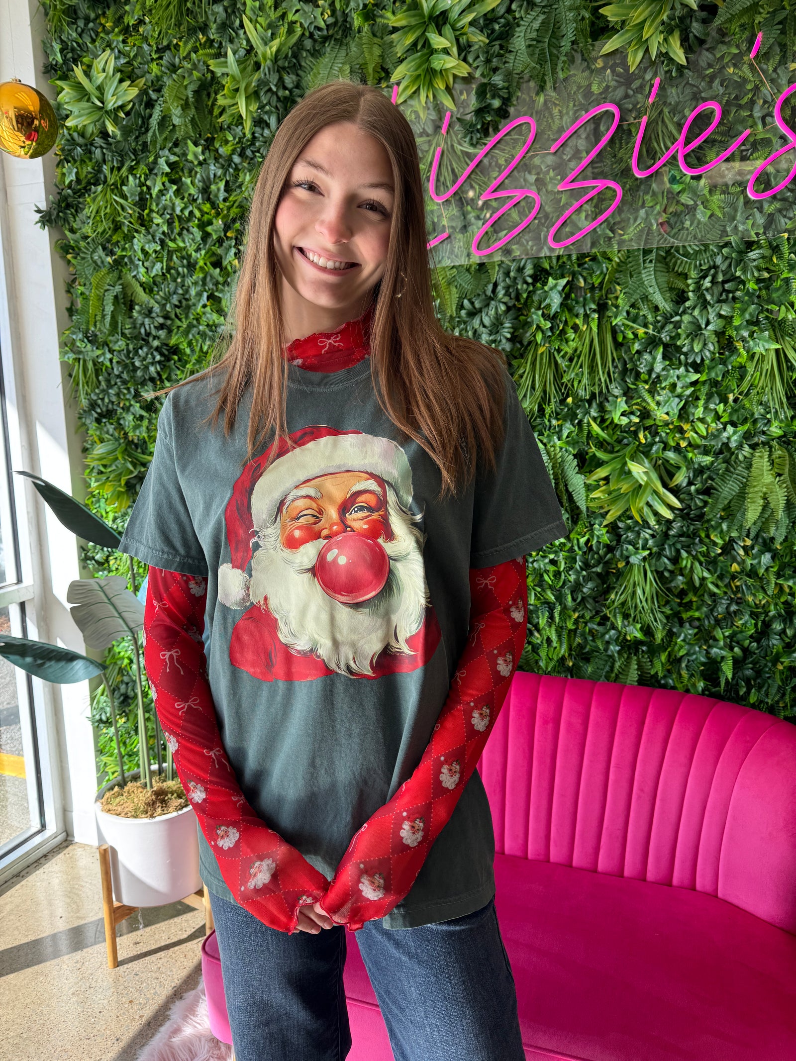 Explore More Collection - Vintage Bubble Gum Santa Graphic Tee