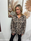 Betty - A Long Sleeve Leopard Print Button Down Top