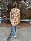 Fia - A Long Sleeve Mixed Media Floral Button Down Top with Chest Pockets