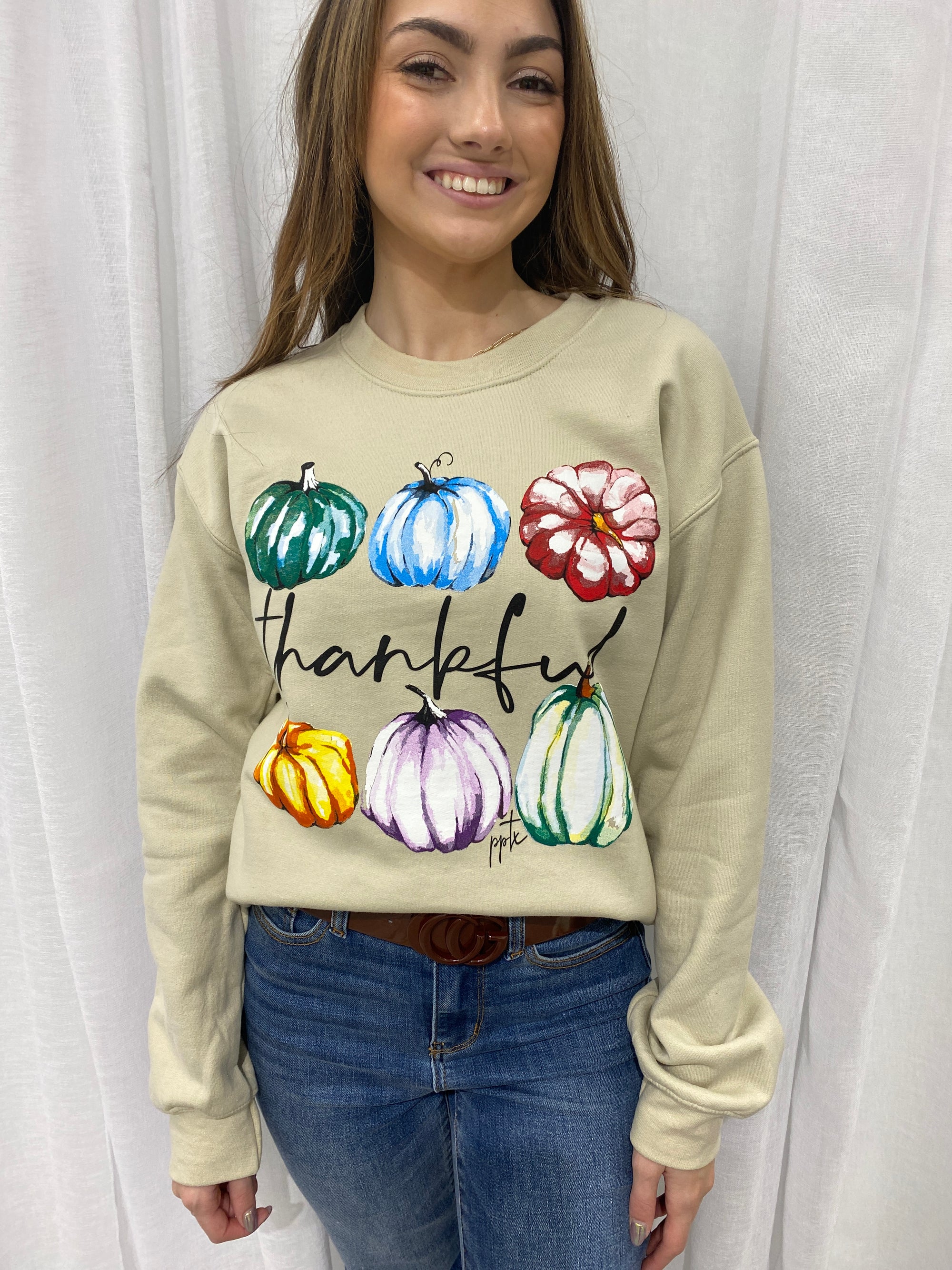 Thankful Pumpkins - A Long Sleeve Graphic Sweatshirt