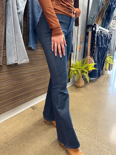 Wolfe - A Pair of High Waisted Sparkle Flare Jeans