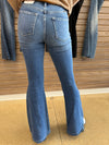 Glow Getter - A Pair of High Rise Flare Jeans