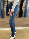 Deva - High Rise Dark Denim with Side Slit